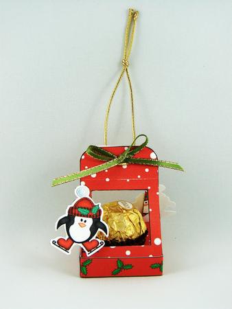 Penguin 3D Xmas Treat Box Tree Decoration Easifold Frame by Carolyn Norris