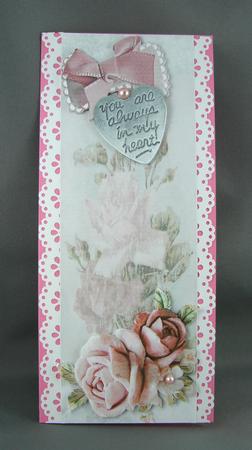 Silver Heart with Pink Roses Tall Dl by Carolyn Norris