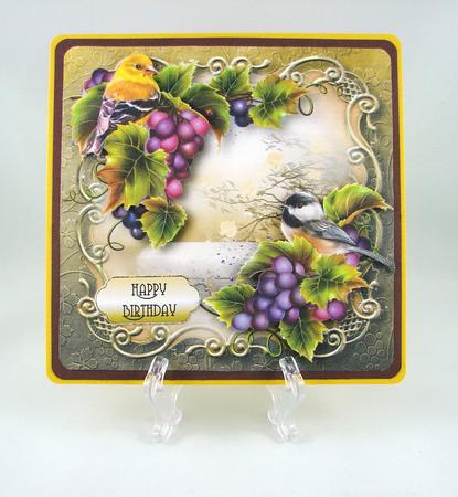 Birds & Grapes Golden Scene - Square by Carolyn Norris
