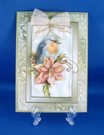 Pretty Robin with Poinsettias A4 by Carolyn Norris
