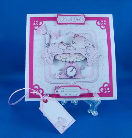 8x8 Cute New Baby Girl Weighs in Mini Kit by Carolyn Norris