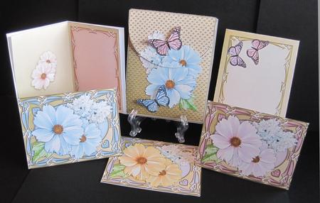 Pretty Pastel Flowers Cards in a Box & Fridge Magnet by Carolyn Norris