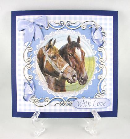 Horses in Purple Gingham and Lace with Bow 8x8 Mini Kit by Carolyn Norris