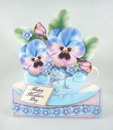Teacups & Flowers Stand Alone Easel Kit - Pansy Pearl by Carolyn Norris