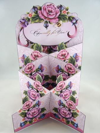 Pink Roses Concertina Card by Carolyn Norris