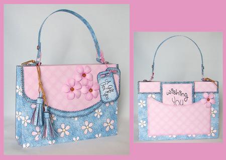 3D Denim & Daisies Handbag Treat or Favour Box Kit by Carolyn Norris
