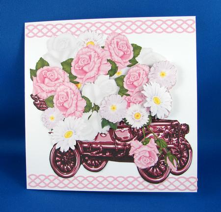 Vintage Car with Pink Cluster Card Mini Kit by Carolyn Norris
