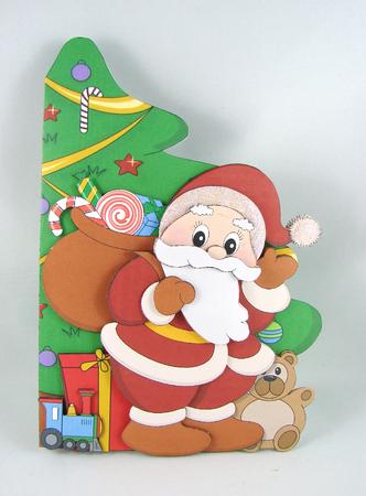 Cute Santa Christmas Tree Shaped Card Mini Kit by Carolyn Norris