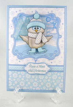 Skating Hoot Christmas Card Topper & Decoupage by Carolyn Norris