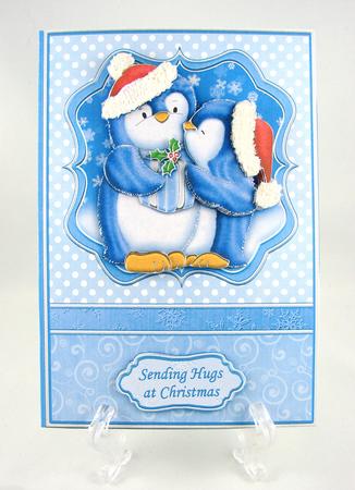Penguins' Christmas Kiss A5 Decoupage Insert Available by Carolyn Norris