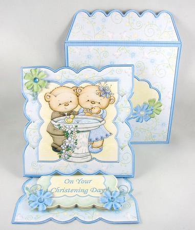 Christening Bear Boy Easel Card Kit by Carolyn Norris