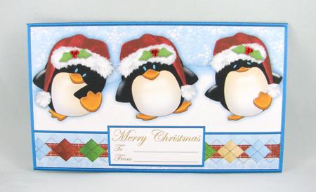 3 Merry Penguins Money Wallet Gift Envelope by Carolyn Norris