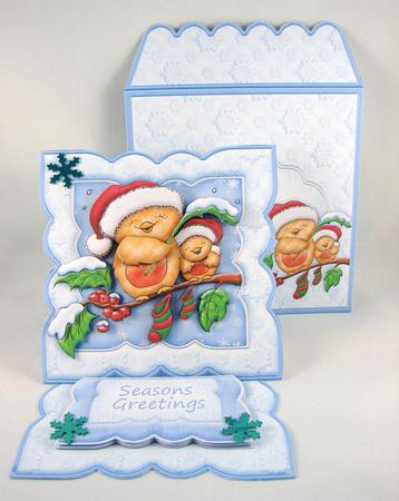 Christmas Robins Easel Card Kit & Decoupage by Carolyn Norris