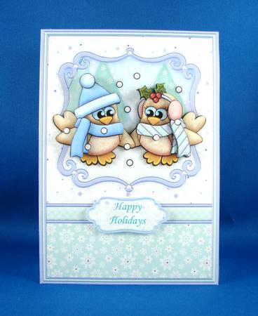 Christmas Robin Couple Card Topper & Decoupage by Carolyn Norris