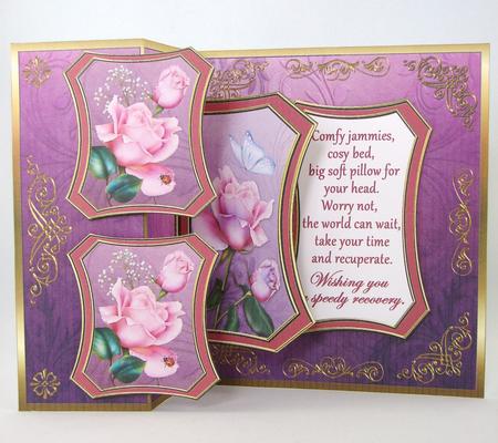 Fold Back Pop-up - Pink Roses -speedy Recovery by Carolyn Norris