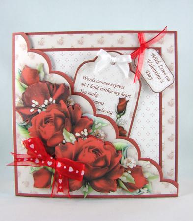 Square Scallop Pocket Red Roses Mini Kit All Occasions by Carolyn Norris