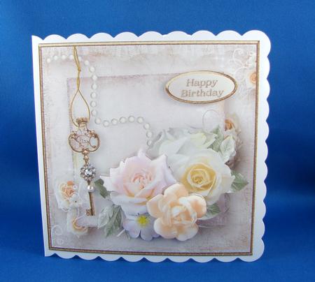 Pastel Posy Shabby Chic Card Front by Carolyn Norris