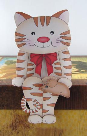 3D on the Shelf Card Kit - Fudge the Ginger Stripey Cat by Carolyn Norris