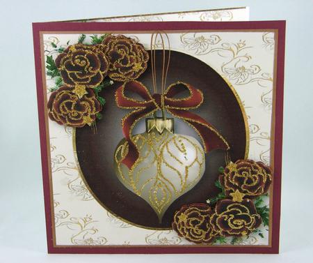 Sumptuous Christmas Velvet Roses & Bauble by Carolyn Norris