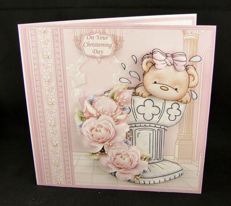 Baptism Bows Christening Day Girl Decoupage Mini Kit by Carolyn Norris