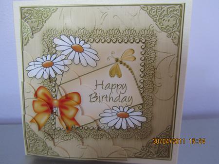Daisies on Metallic Lace Scallop Corner Side Stacker by Carolyn Scattergood
