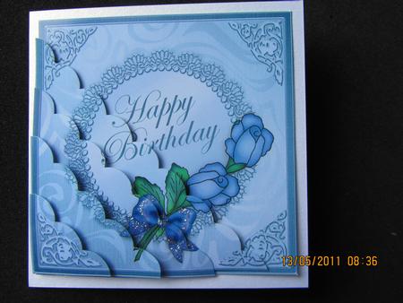 Roses and Metallic Lace Scallop Corner Side Stacker Topper by Carolyn Scattergood