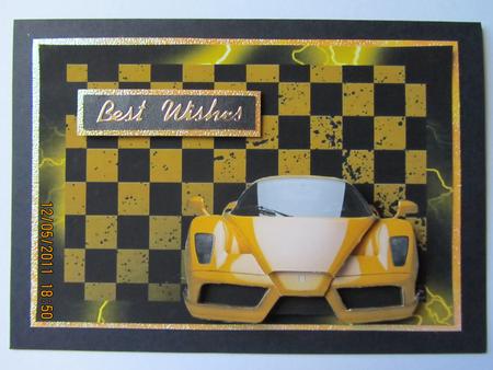 Yellow Ferrari Enzo Decoupage by Carolyn Scattergood