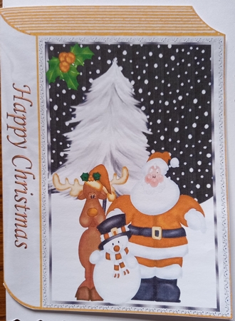 Lovely santa in the snow with friends A5 folded book (gold) by Carolynne Barratt