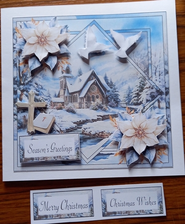 Christmas Church 2 Square in squares Topper by Carolynne Barratt