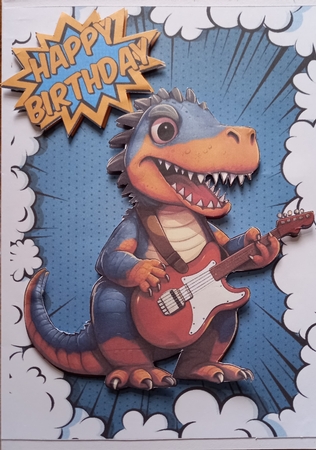 Musical Dinosaur in Comic A5 Frame (Two) by Carolynne Barratt