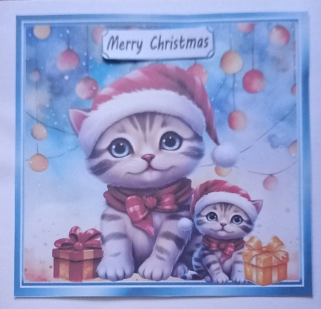 Cute Kittens In Santa Hat With Baubles 8x8 Three by Carolynne Barratt