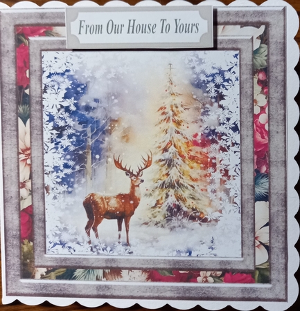 Snowflake reindeer card front 4 by Carolynne Barratt