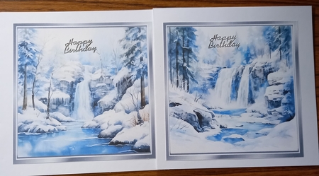 5 Lovely Winter Blue Waterfalls 8x8 Cards Mini Kit by Carolynne Barratt