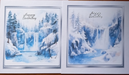 5 Lovely Winter Blue Waterfalls 8x8 Cards Mini Kit by Carolynne Barratt