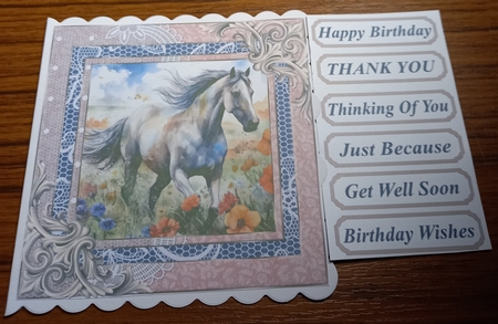 Horse in flowers card front 3 by Carolynne Barratt