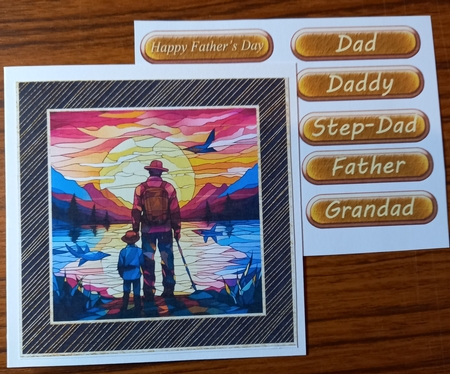 Fathers Day Me & Dad Gone Fishing 6 x 6 Card by Carolynne Barratt