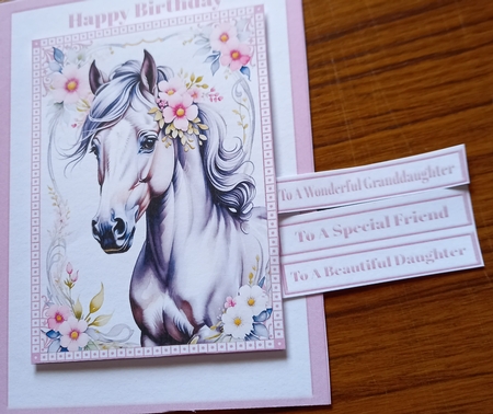 A5 Horse with Pink Flowers by Carolynne Barratt