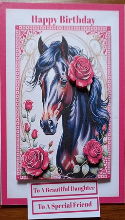 A5 Horse with Red Flowers by Carolynne Barratt