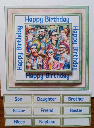 Birthday Beers with Colourful Friends 7 Inch Square by Carolynne Barratt