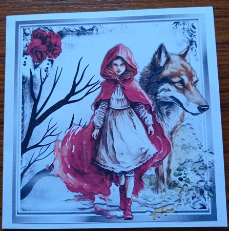 Fantasy Red Roses Eerie Woodlad With Red Riding Hood 8x8 (Three) by Carolynne Barratt