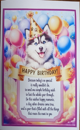 2 Birthday pup card fronts (7x5 aprox) 1 by Carolynne Barratt