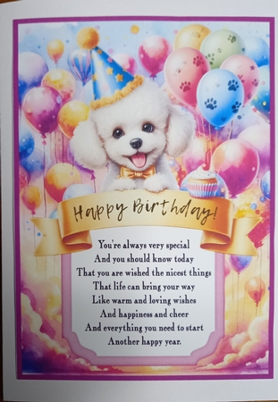 2 Birthday pup card fronts (7x5 aprox) 1 by Carolynne Barratt