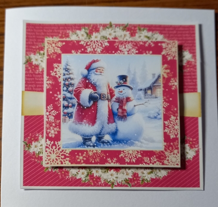 Santa & Snowman 7 x 7 Christmas Card by Carolynne Barratt