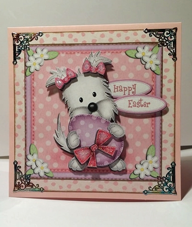 Jess the Westie's Easter Egg Quick Card N 3D Decoupage by Carol Young