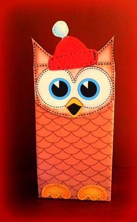 3D Little Hoot Owl Cute Xmas Character Gift Bag Mini Kit by Caron French
