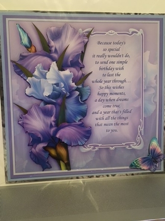 BLUSH OF IRIS & BIRTHDAY VERSE BLUE 7.8 Decoupage Mini Kit by Catheirne Langford