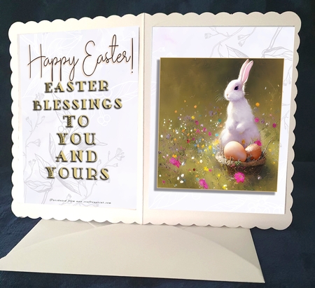 Easter - Easter Blessings to You and Yours - Easter Bunny by Catherine Casey
