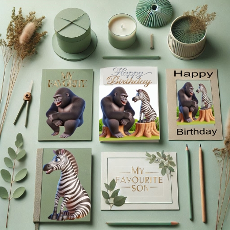 Wild animals and pets having a chat.  Decoupage set with Salutations Gorilla and Zebra Featured Gallery Photo