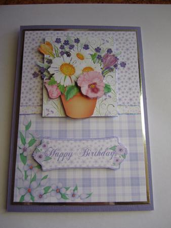 Pot of Spring Flowers Card Front, Topper and Decoupage by Catherine Lucy Lines