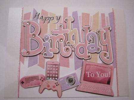 Birthday Girly Gadgets Games N Gizmos Quick Card N 3D Decoup by Catherine Lucy Lines
